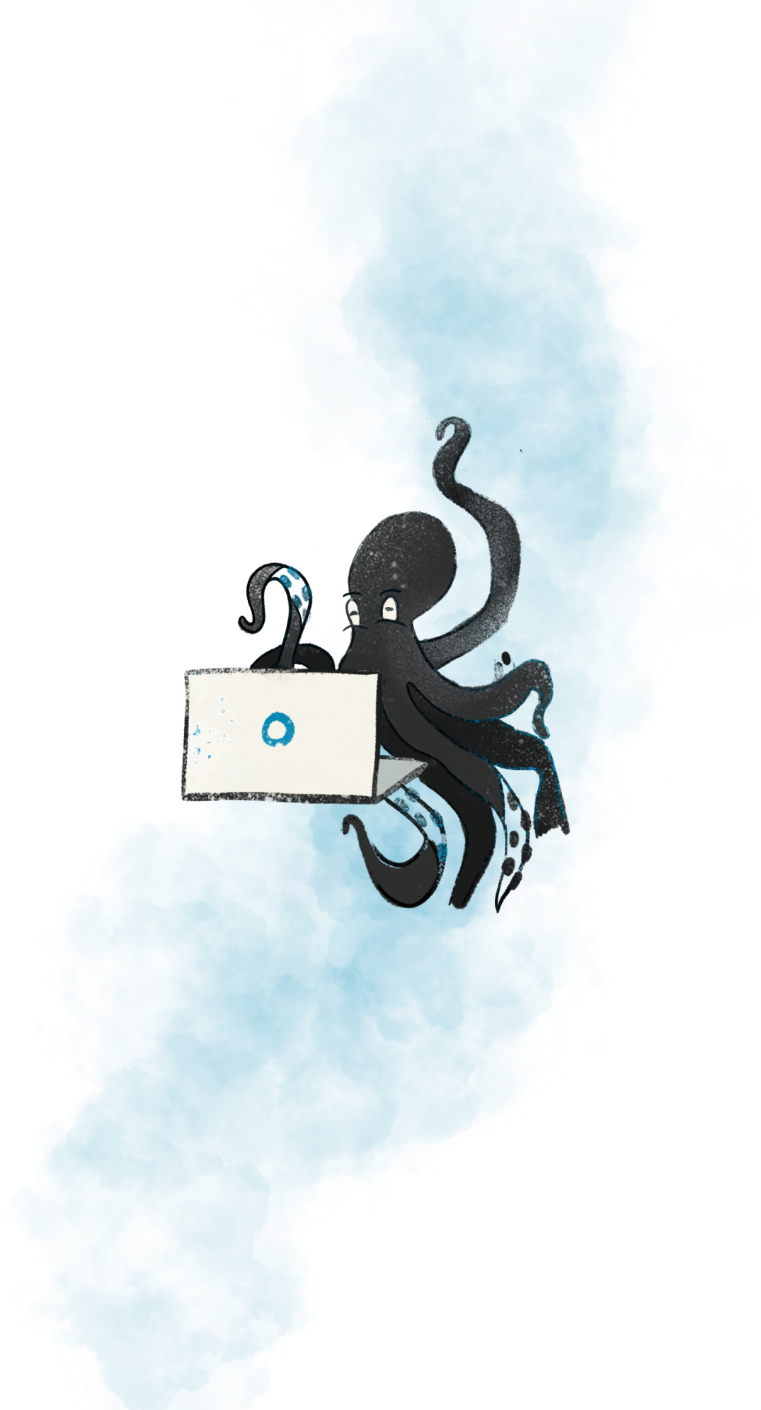 Monadical's octopus mascot typing in a laptop.